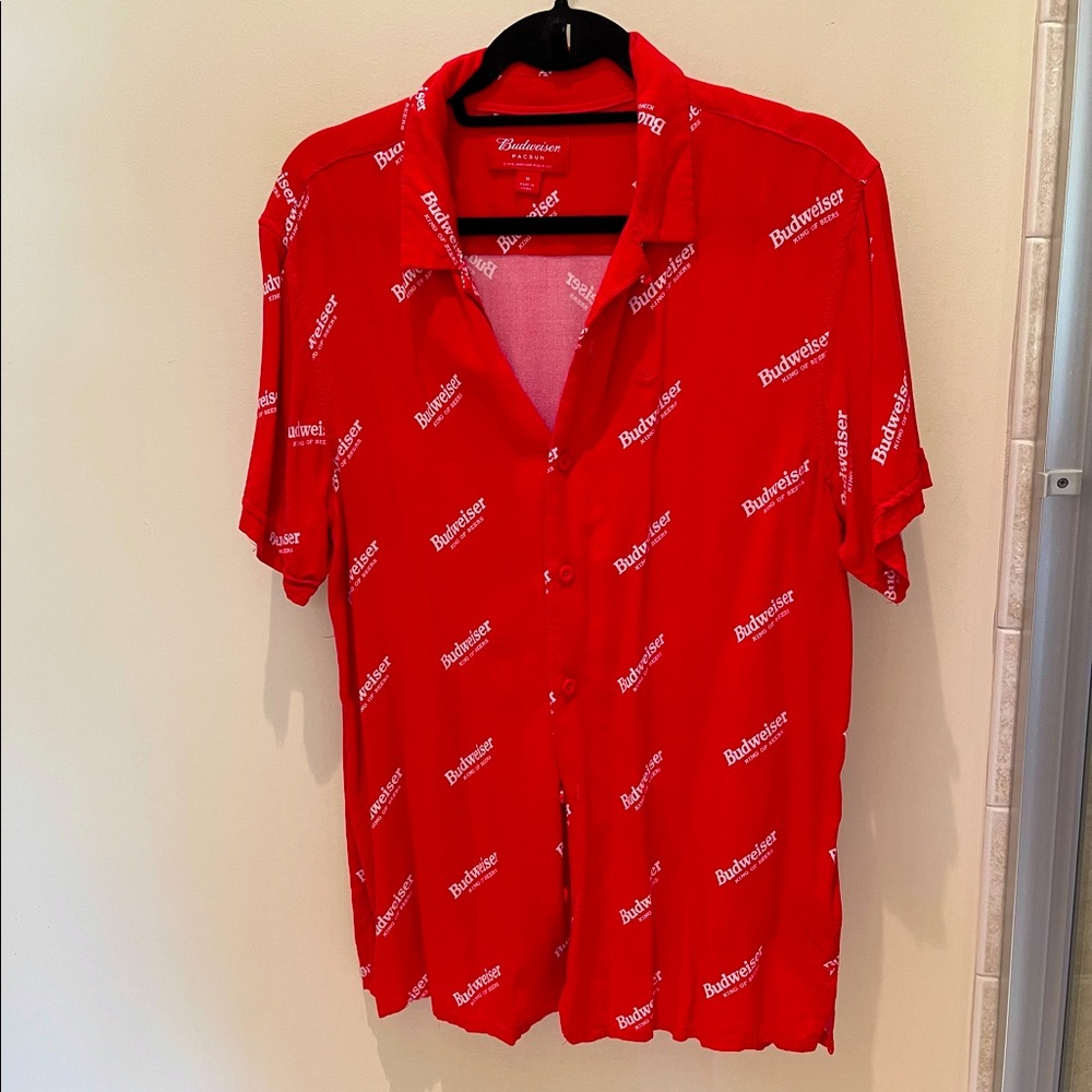 Budweiser by Pacsun Camp Shirt - Red/White Size M